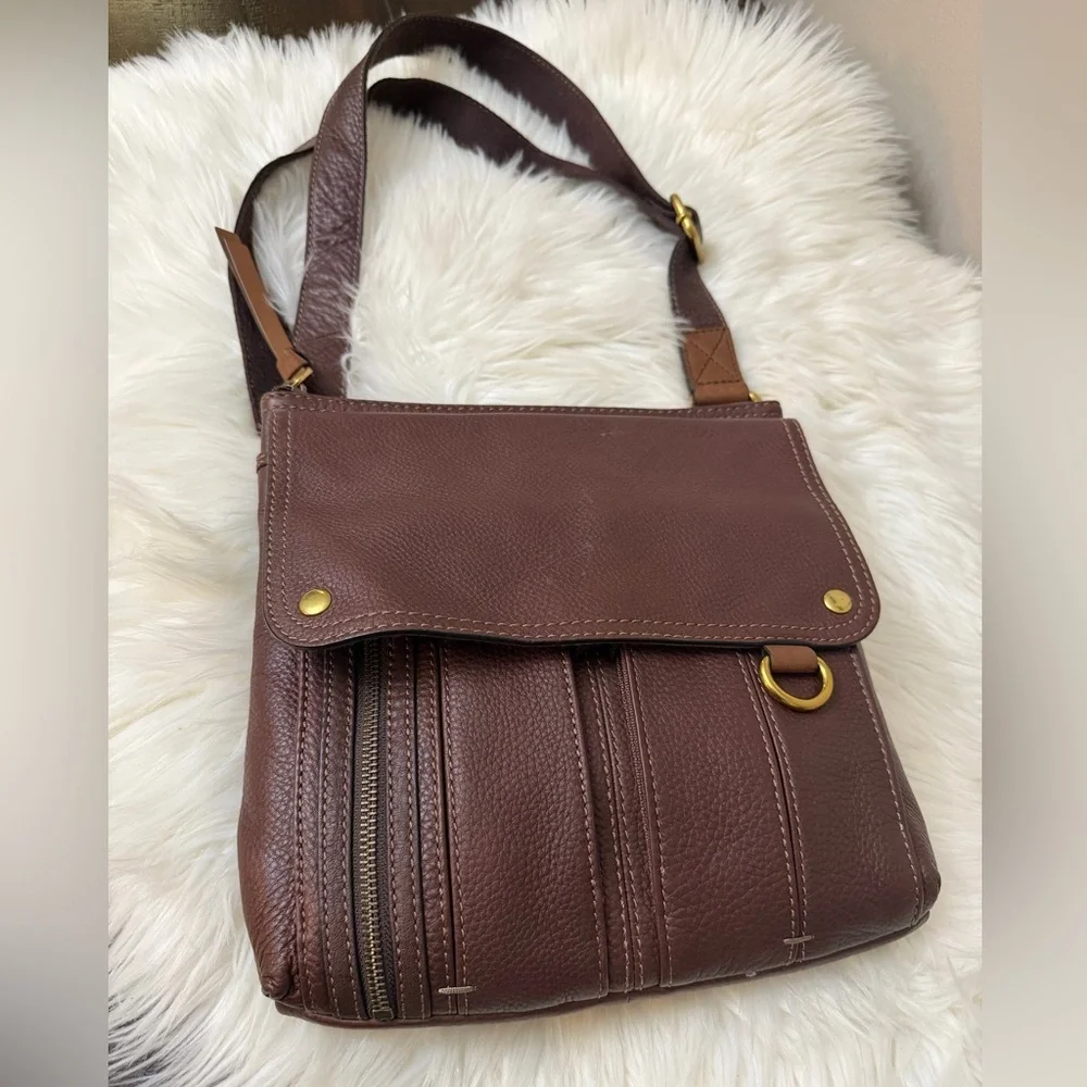 Fossil Dark Brown Leather Messenger Bag